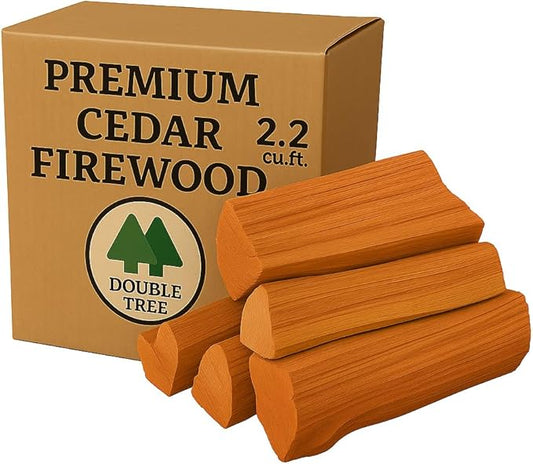 Double Tree - Kiln Dried Premium Incense Cedar Firewood (16inch Logs) (Includes Firestarter) (Large 2.2 Cubic ft for Fireplace,Campfire,Wood Stove, Fire Pit, Split Wood for Solo Stove or Breeo)