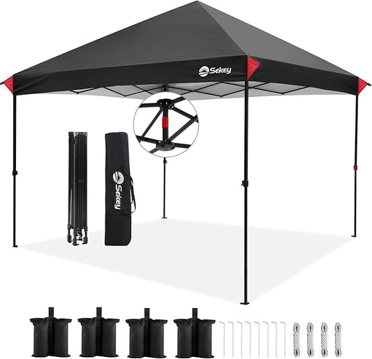 Sekey 10x10 Pop Up Canopy with One Push Setup-Easy Up Canopy with 99% UV Blocking - Instant Outdoor Sun Shade for Events, Parties, Camping- Commercial Gazebo with Weight Bags,Wind Proof&Waterproof