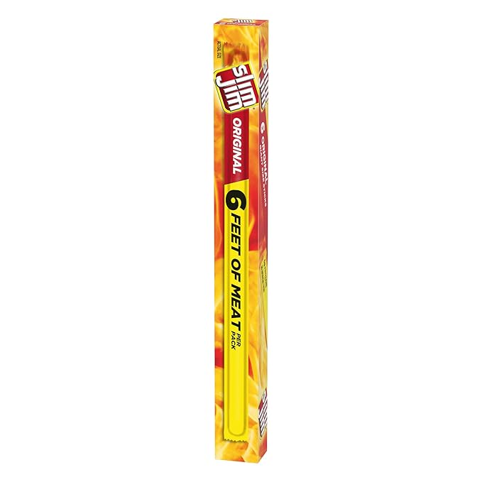 Slim Jim Giant Sized Original Smoked Snack Sticks, Keto Friendly Snack, Meat Snacks, 0.97 oz. Sticks, 6 Count
