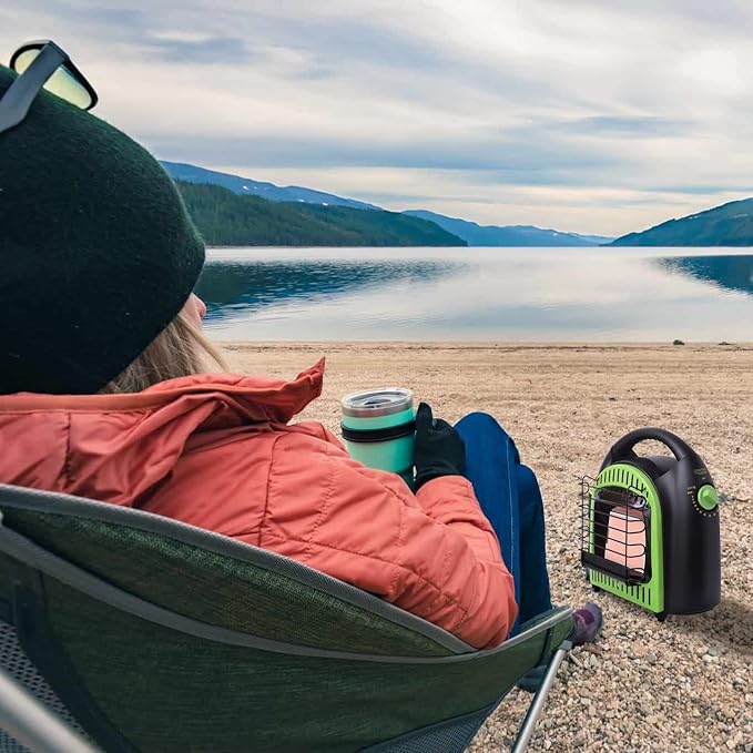 Flame King YSN-CHS10 10,000 BTU Propane Space Radiant Portable Heater Indoor* & Outdoor for Camping, Garage, Ice Fishing, Patio, Green/Black 10K
