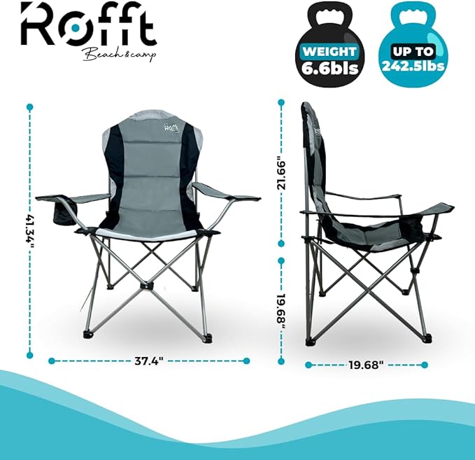 Camping Folding Chairs | Heavy Duty | Supports 250 LBS | Steel Frame | Collapsible with Cup Holder | High Back | 21" D x 36" W x 42" H