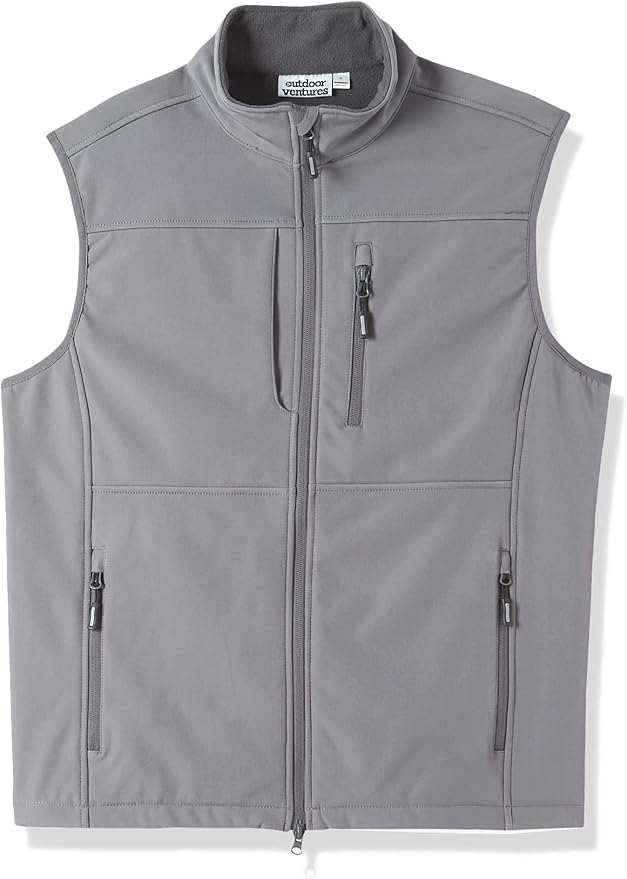 Outdoor Ventures Men's Running Vest Outerwear, Lightweight Windproof Fleece-Lined Softshell Sleeveless Jacket for Golf