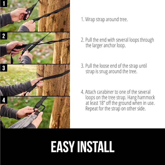 GORILLA GRIP Durable Portable Camping Hammock, Holds 400lbs with Heavy Duty Tree Straps, Comfortable Travel Swing, Camp Hammocks, Easy to Use and Install, Outdoor Essentials, Red, 9x4.5 FT