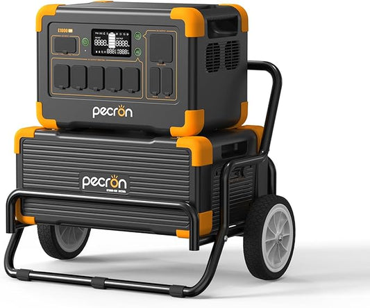pecron Solar Generator E1000LFP with 3072Wh Extra Battery Trolley Kit, 1800W/1024Wh LiFePO4 Battery Backup Expandable to 4096Wh, Portable Power Station Fast Charging for Emergencies, Camping, Home