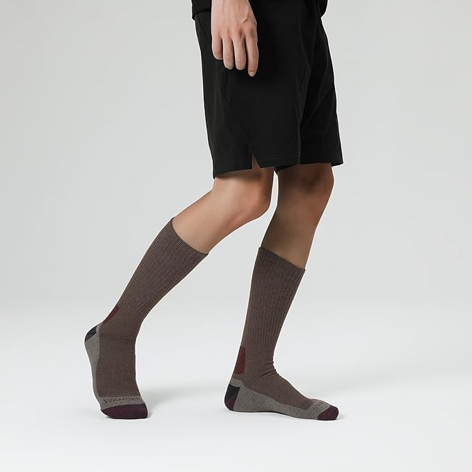 WANDER Merino Wool Socks Men 3 Pairs Cushioned Calf Boot Socks Moisturing Wicking Everyday Thermal Crew Socks