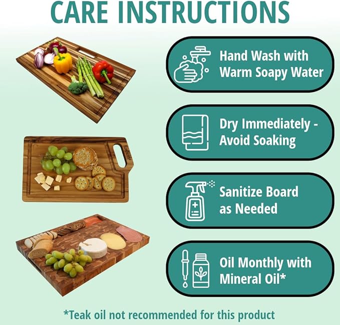 EcoDecors, Teak Cutting Board 10"x6", Reversible Compact Teak Wood Edge Grain Cutting Board with Juice Groove, Small Wooden Board for Bar, Garnish, Snack, Cheese, or Gift, FSC Certified