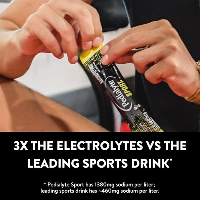 Pedialyte Sport Electrolyte Powder, Fast Hydration with 5 Key Electrolytes for Muscle Support Before, During, & After Exercise, Lemon Lime, 0.49-oz Packets (36 Count)