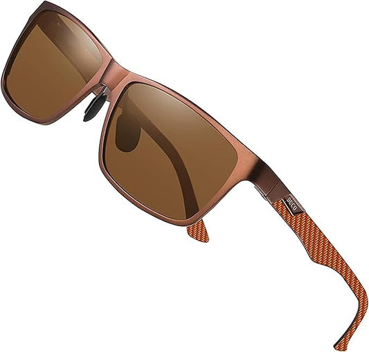 DUCO Mens Sunglasses Polarized Rectangle Sunglass for Men Lightweight Carbon Fiber UV400 Protection 8206