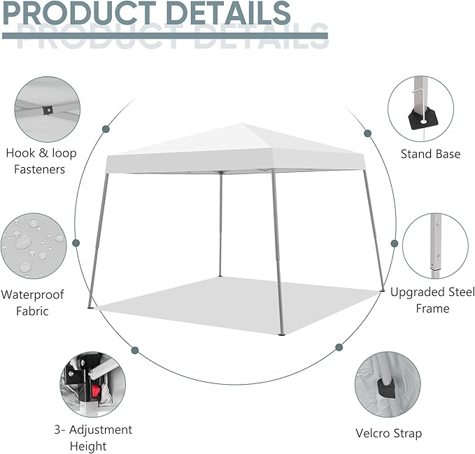GDY Outdoor 8x10 Ft Pop Up Canopy Tent,Portable Instant Folding Shelter Gazebos, Patio Canopy with Carrying Bag, White.