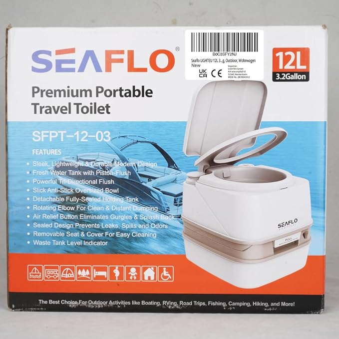 SEAFLO 3.2 Gallon (12L) Premium Portable Travel Toilet