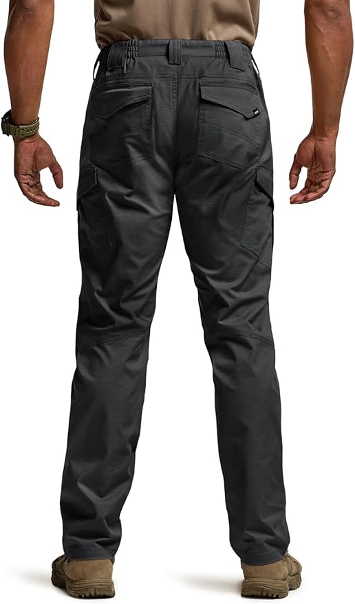 CQR Men's Flex Ripstop Tactical Pants, Water Resistant Stretch Cargo Pants, Lightweight EDC Hiking Work Pants