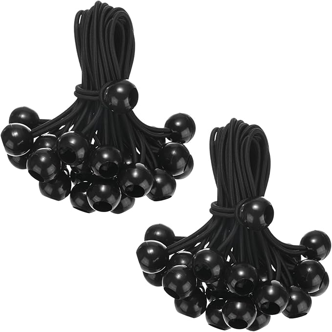 50-Pack Ball Bungee Cords, 6 Inch High Elastic Canopy Tarp Tie Down Bungee Balls for Camping/Tent/Cargo Holding Wire Hoses/Patio Umbrellas/Shelter [Black]