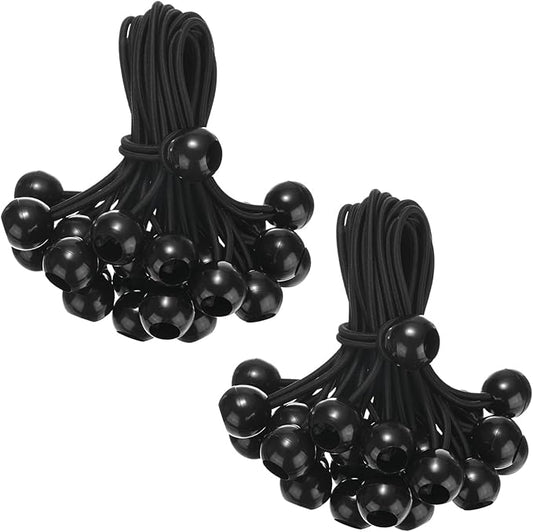 50-Pack Ball Bungee Cords, 6 Inch High Elastic Canopy Tarp Tie Down Bungee Balls for Camping/Tent/Cargo Holding Wire Hoses/Patio Umbrellas/Shelter [Black]