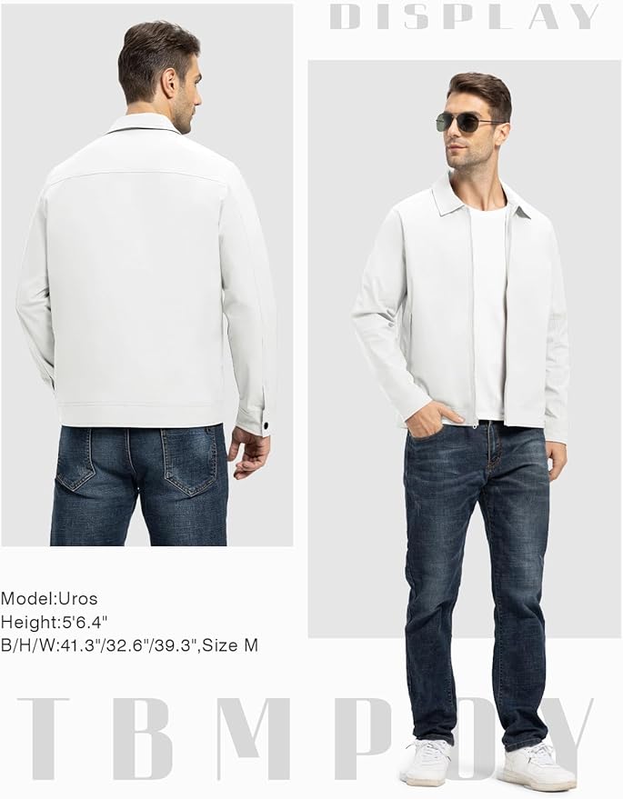 TBMPOY Men's Lightweight Jackets Casual Windbreaker Stylish Light Fall Spring Golf Work Dress Business