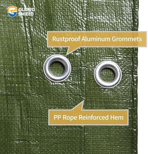 GUARD SHIELD Tarp Green Tarps Heavy Duty Waterproof 10x10 Feet Extra Large Outdoor Tarp Cover 12mil