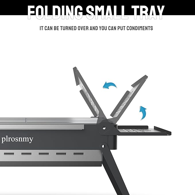 Portable Charcoal Foldable Grill, Small Grills Outdoor Cooking for Travel, Camping Smoker BBQ Grill, Stainless Steel Table Top Grill Charcoal for Outdoor Cooking, Camping, Backyard