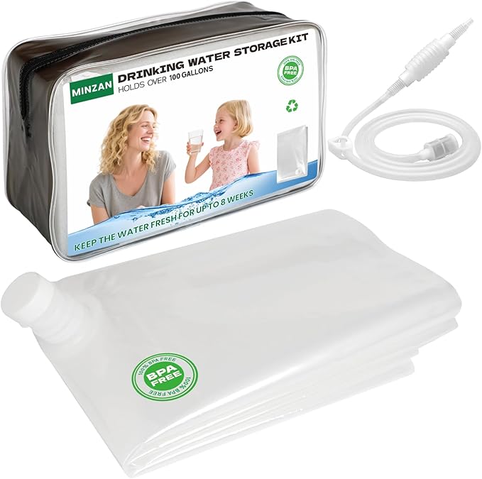 Water Storage Bladder - 100 Gallon Emergency Bathtub Drinking Water Container for Hurricane & Disaster Survival, BPA-Free Food Grade Safe, for Family Preparedness, Camping, Gardening