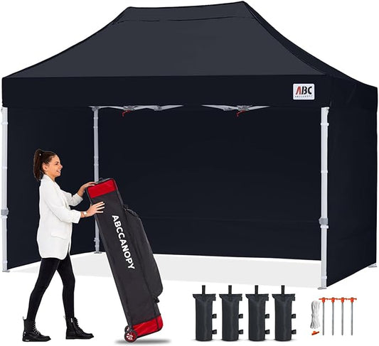 ABCCANOPY Easy Pop Up Canopy Tent with Sidewalls 8X12 Commercial -Series, Black