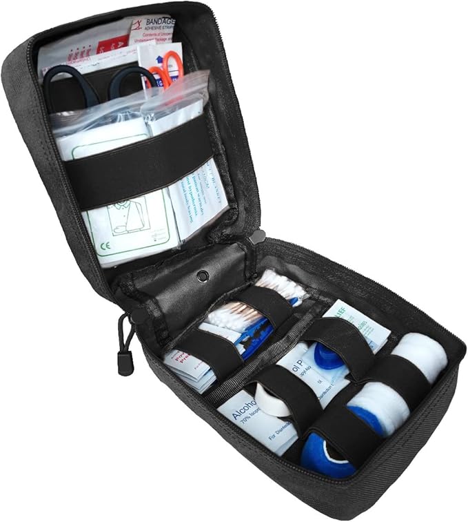 First Aid Kit EMT Medical IFAK Pouch, Molle Tactical Med Emergency Trauma Bag for Camping Home Car Hiking Hunting (Black)