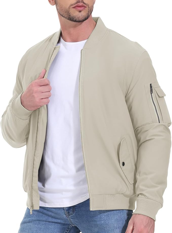 Gopune Men's Windproof Bomber Jacket Warm Water Resistant Windbreaker Winter Outwear Quilted Jackets Coats