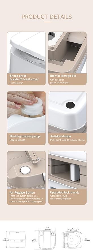SEAFLO 3.2 Gallon (12L) Premium Portable Travel Toilet