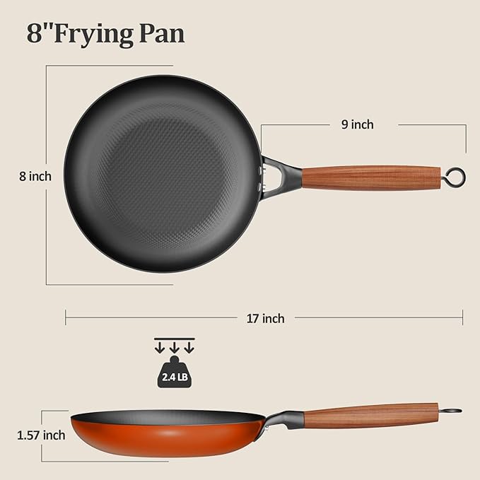YUTANN Pre-Seasoned Cast Iron Skillet 8 Inch,Diamond-Textured Interior for Crispy, Oil-Saving Cooking,Ideal for Eggs, Steak, and More,Non-Toxic & Easy Clean