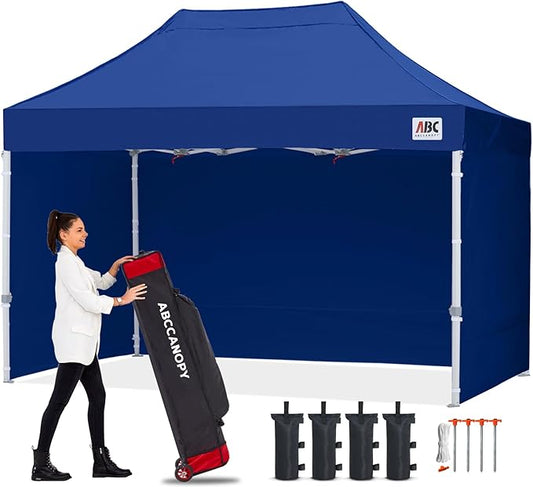 ABCCANOPY Easy Pop Up Canopy Tent with Sidewalls 10x15 Commercial -Series,Navy Blue