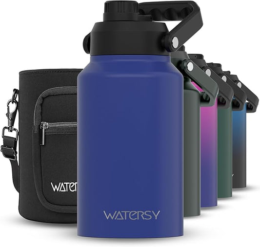 2/3 Gallon Water Bottle Insulated(Cold for 48 Hrs),BPA Free&Leak Proof,87oz Stainless Steel Water Jug/Flask,Big thermo,Large Water Bottle with Handle for Gym,Hiking,Camping,Deep Blue