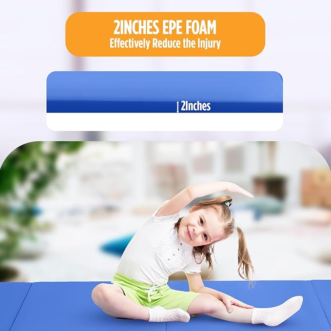 Gymnastics Mats Foldable Tumbling Mats Portable Gymnastics Exercise Mat 2'x6'/2.5'x6.4'/4'x6'/4'x8'/4'x10'/ Gymnastics Tumbling Mats Pad Home Exercise Panel Mat With Carrying Handles