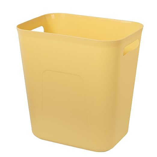 UUJOLY Plastic Small Trash Can Wastebasket, Garbage Container Basket for Bathrooms, Laundry Room, Kitchens, Offices, Kids Rooms, Dorms, 3.5 Gallon, Yellow