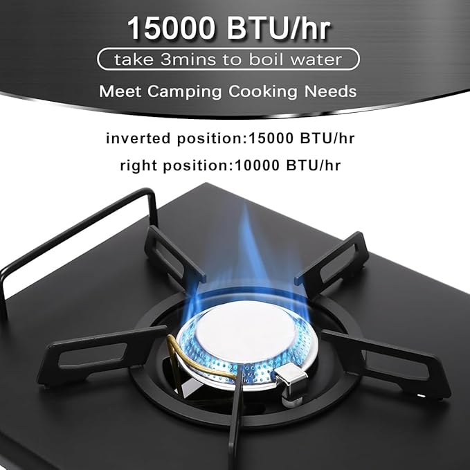 2025 Version Black IGT Camping Stove, Desktop & Embed Folding Gas Stove, Portable Gas Stove with Carrying Handle
