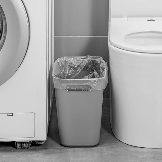 UUJOLY Plastic Small Trash Can Wastebasket, Garbage Container Basket for Bathrooms, Laundry Room, Kitchens, Offices, Kids Rooms, Dorms, 3.5 Gallon, Grey, 3 Pack