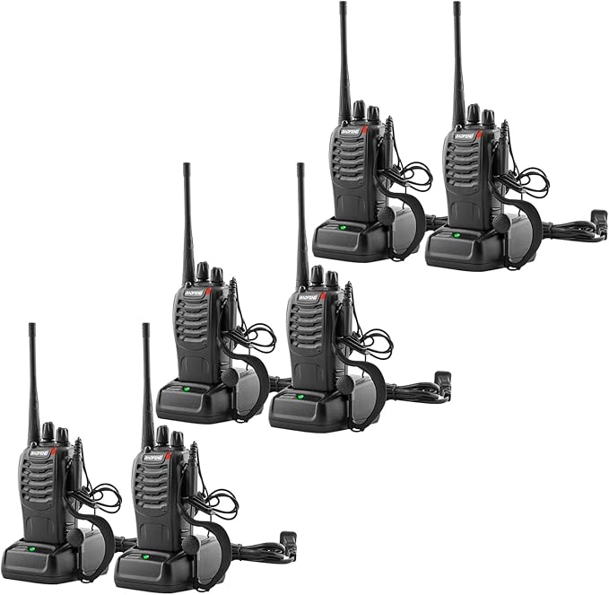 Walkie Talkies Baofeng 888S Radio Rechargeable Walkie-Talkies Long Range with Earpieces for Adults, 2 Way Radios Kids walkie talkies 6 Pack