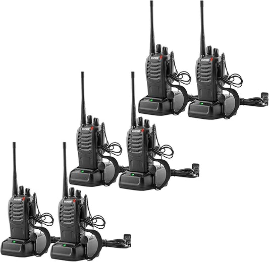 Walkie Talkies Baofeng 888S Radio Rechargeable Walkie-Talkies Long Range with Earpieces for Adults, 2 Way Radios Kids walkie talkies 6 Pack
