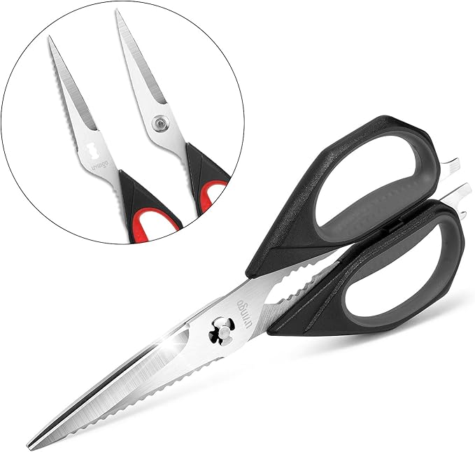 LIVINGO Kitchen Scissors, 2 Pack 9.25" Utility All Purpose Poultry Shears Heavy Duty Dishwasher Safe, Come Apart Sharp Stainless Steel Cooking Food Scissors for Cutting Meat, Chicken, Vegetable, Fish