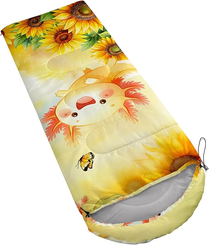 AILONEN Girls Pink Camping Sleeping Bags,Lightweight & Waterproof,3 Season Warm & Cool Weather,Cute Bow Duck Print Sleeping Bags for Kids,Girls,Adults Travelling,Outdoors