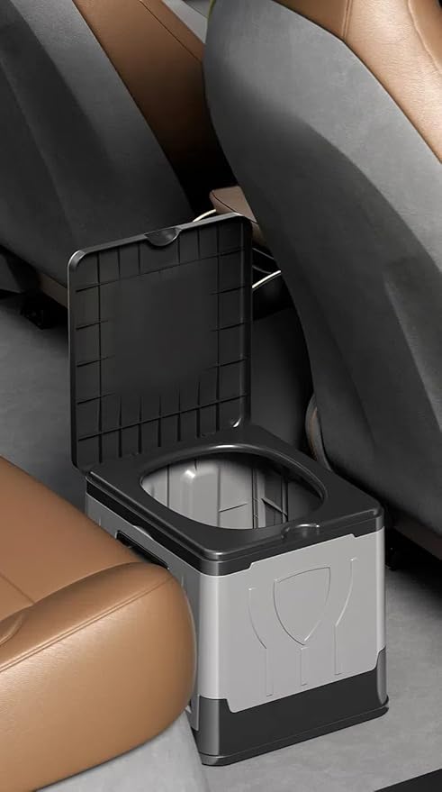 Portable Foldable Camping Toilet for Home, Car, and Camping (Model C) Including Heavy-duty Garbage Bags and 1 Foldable Organizer Bag
