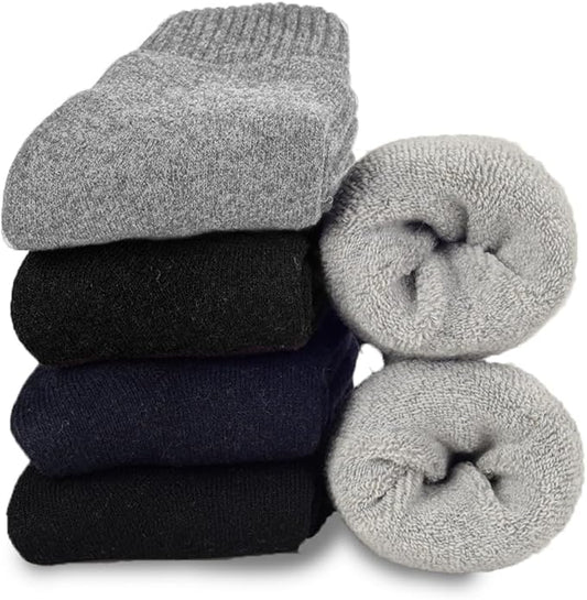 Josnown 5 Pairs Wool Socks Mens, Thick Warm Winter Thermal Cozy Boot Socks