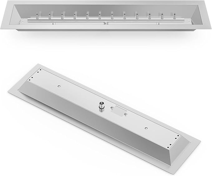 Stanbroil 30" x 6" Linear Drop-in Fire Pit Pan with Upgrade Jet Burner, Natural Gas or Propane Fire Pit for Outside, 54K BTU Max, Higher Flame