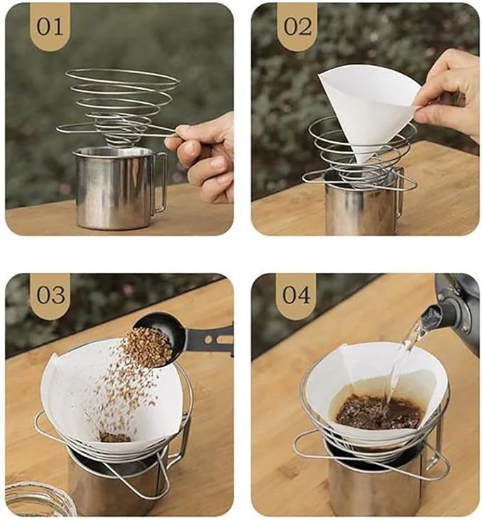 MERMOO YILAN Pour Over Coffee Dripper, for 1~2 Cups, Collapsible Folding Stainless Steel Coffee Maker, Comes with Storage Bag for Camping, Travel, Backpacking
