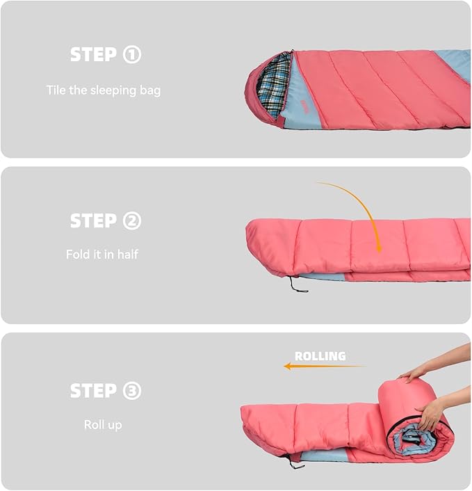Cotton Flannel Liner Sleeping Bag for Adults Teens Kids, Cold Weather & Warm, 3-4 Seasons, Lightweight Compact Camping Essentials Equipment, Hiking, Outdoor, Travel