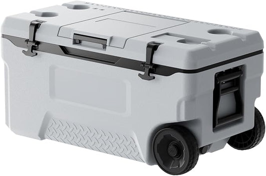 VEVOR Ultra-Light Hard Cooler, Ice Retention Cooler with Heavy Duty Handle, Ice Chest Lunch Box for Camping, Travel, Outdoor, Keeps Cool for up to 6 Days, 30% Lighter Than Rotomolded Coolers