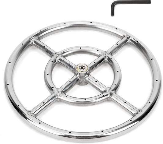 Stanbroil 12 Inch Round Fire Pit Burner Ring for Natural Gas & Propane - 304 Stainless Steel for Indoor & Outdoor Fireplace, BTU 92,000 Max