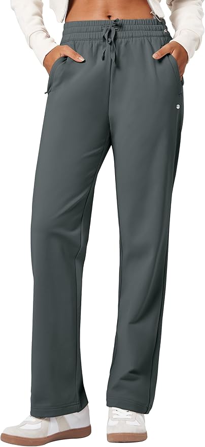 Willit Women's Fleece Lined Pants with Zipper Pockets Winter Thermal Warm Hiking Straight Leg Pants 27"/29"/31"