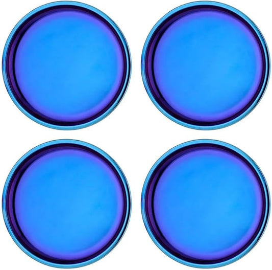 Ahimsa Stainless Steel Plates for Kids - 9" Round Blue Toddler Plates, Non Toxic Plate, BPA Free & Dishwasher Safe (Set of 4)