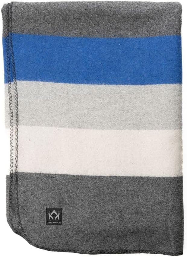 Arcturus Military Wool Blanket - Warm, Thick, Washable - Great for Outdoors, Camping, Stadium Blanket, Picnics, Travel - Car & Bushcraft Survival Kits, Large 64in x 88in 4.5 lb