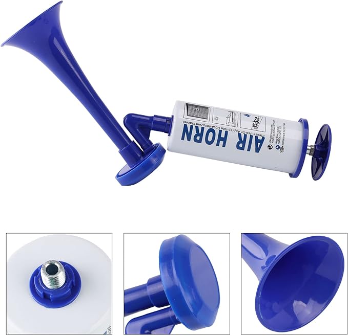 FARBIN Handheld Air Horn, Portable Air Pump Horn, Personal Safety Horns, Loud Noise Maker Horn for Boating, Sports Events, Parties, Birthdays, Camping, Graduation (Blue Handheld Air Horns)