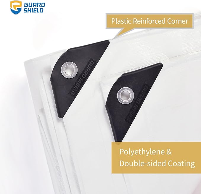 GUARD SHIELD White Tarps Heavy Duty Waterproof 12x16 Feet Large Thick Tarp Cover 12mil