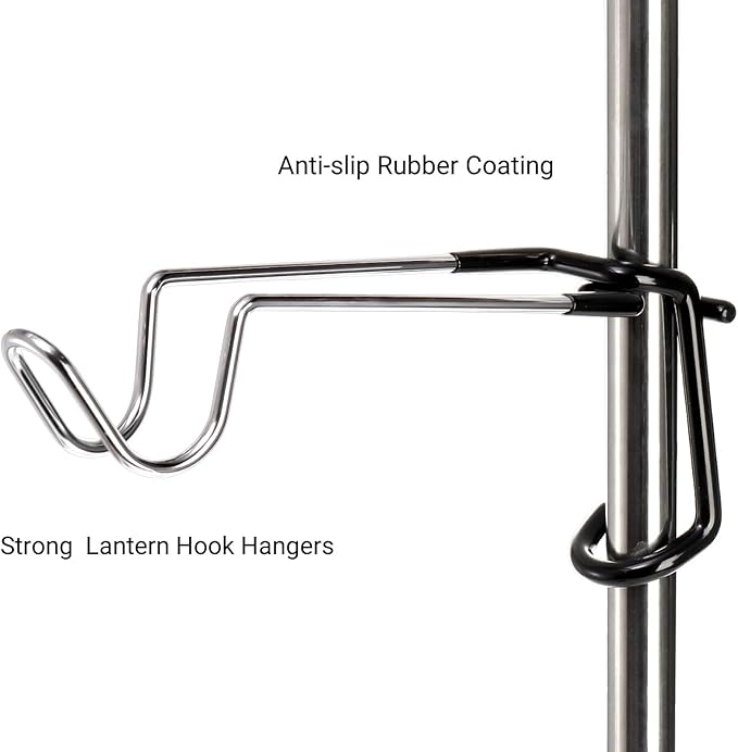 4 Pack Camping Lantern Hook Hangers, 10" Outdoor Lamp Hanger Stand, Stainless Steel Non-Slip Tent Light Pole Hook, Portable Water Bottle Holder Bracket for Camping Hunting Fishing Hiking
