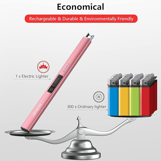 2 Pack Electric Candle Lighter, Christmas Stocking Stuffers Gifts for Women Mom Men Wife Sister, USB Arc Rechargeable Windproof Long Lighter for Candle BBQ Housewarming Birthday Gifts Idals